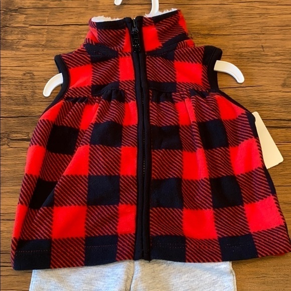 NWT Vest & Pants Set 6M girls black, red, grey - Picture 2 of 9